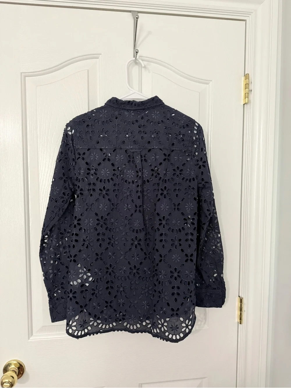 Jcrew Eyelet Button-Front Women’s Top - Navy